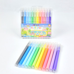 Ensemble de 12 stylos marqueurs à l'eau lavables de couleur <span class=keywords><strong>pastel</strong></span>, stylos de dessin pour enfants dans un sac suspendu en PVC transparent - Product Image 1