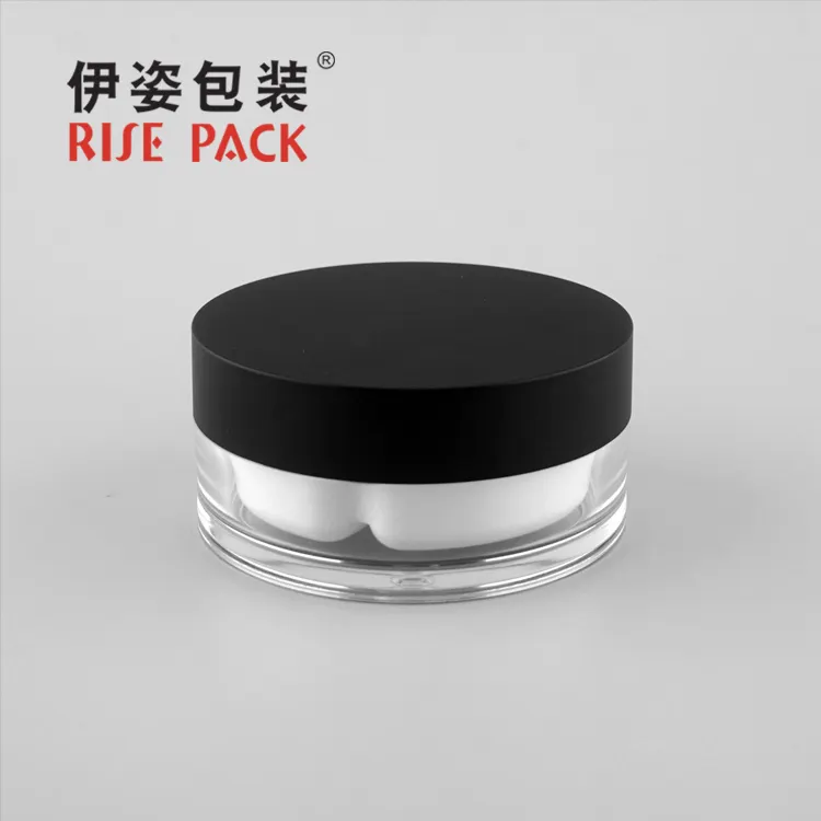 Leak-proof Dual-Chamber Pot 50ML+50ML Acrylic Jar for Day and Night Essence Moisturizer Facial Mask with Separate Lids