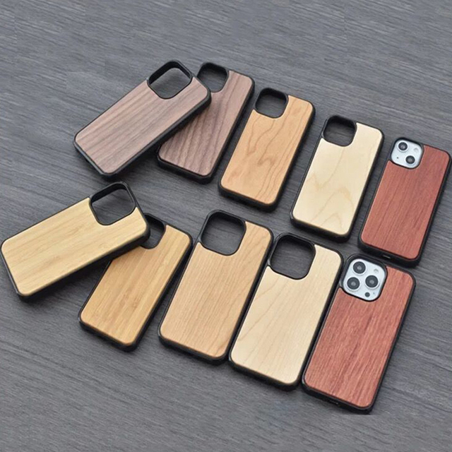 Bamboo Cherry Sublimation Blanks Engraved Wood Back Cover Phone case for iphone 13 Pro Real Wood case