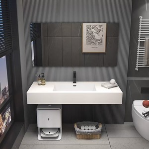 Juego de tocador de baño de lujo moderno de 48 pulgadas, tocador de Proyecto de Hotel, espejo inteligente para dormitorio, comedor, hogar, Bar, <span class=keywords><strong>roca</strong></span> de piedra en capas - Product Image 2
