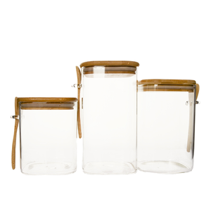 Contenants de stockage alimentaire modernes en verre borosilicate épais avec couvercles hermétiques et cuillères, grande capacité pour l'organisation du garde-manger de cuisine - Product Image 1