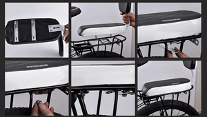 <span class=keywords><strong>Seggiolino</strong></span> Posteriore per <span class=keywords><strong>Bicicletta</strong></span> MTB in Pelle PU Morbido Cuscino Sedile per Portapacchi Posteriore per Bambini con Schienale - Product Image 2