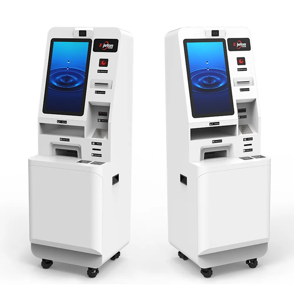 Ejeton Bank ATM Dispensador de efectivo de acero de 3mm Quiosco de pantalla táctil con cámara
