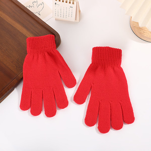 Gants unisexes pour adultes à prix de gros, gants d'hiver chauds et épais en tricot personnalisés, gants bleus et violets unis pour hommes et femmes - Product Image 6