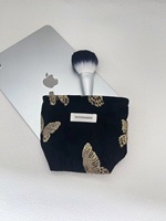 Sac de maquillage en fibre de polyamide Golden Butterfly, pliable, imperméable, sac de rangement pour voyage, sac cosmétique portable écologique