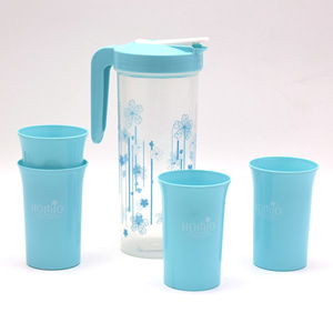 Homio 1.5L Plastic Water Pitcher Set With 4 <b>Cups</b> Portable <b>Cold</b> Water Kettle For Home And Picnic Use - Product Image 2