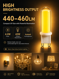 Bombilla LED G9 de 4.2W COB, 440-460LM, 2700K, Blanco Cálido, Sin Parpadeo, Reemplazo de Halógeno para Lámparas de Araña e Iluminación Decorativa - Product Image 4