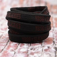 Lacets plats personnalisés avec impression de lettres de marque, texte blanc et rouge imprimé, pour baskets streetwear