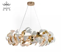 Роскошные подвесные светильники для помещений оптом, светодиодные Керамические современные люстры с листьями, простая белая железная Люстра для столовой, подвесной светильник