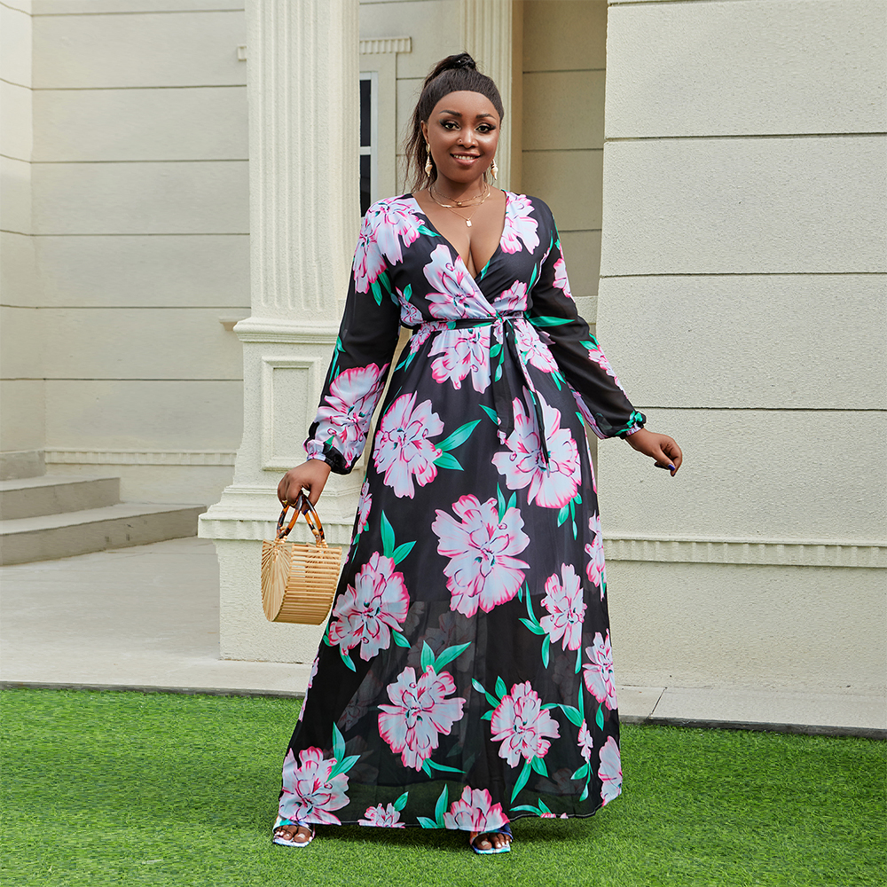 plus size boho maxi dresses Boho Plus Size Printed Loose Maxi Dress Luna main image 0