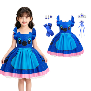 Disfraz de Halloween <span class=keywords><strong>para</strong></span> Niña, Lilo Angel Stitch, Mangas con Volantes, Princesa Azul, Fiesta, Carnaval, Cosplay, <span class=keywords><strong>Disfraces</strong></span> de TV y Cine - Product Image 1