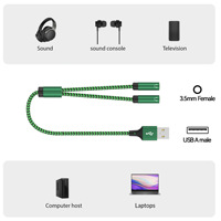 Nuevo Cable Divisor de Audio USB a 3.5mm 1 a 2 para Auriculares, para Computadora de Escritorio y Portátil, Cable de Audio Popular