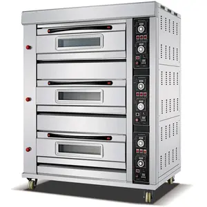 Hot sale commercial gas industrial 3 deck 9 trays large home baking ovens for bread cake pizza