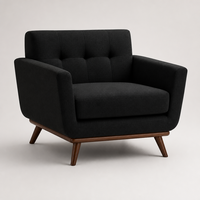 Kingfun Ensemble Canapé Deux Places 65 pouces avec Ottoman et Table Basse, Style Moderne avec Rangement, Capitonnage Boutonné, Pieds en Bois, pour Salon
