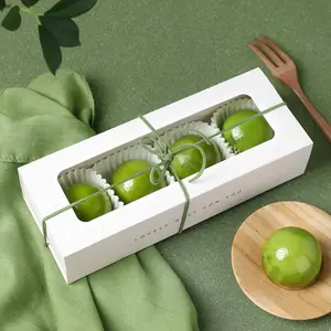 맞춤형 공급 업체 종이 포장 상자 케이크 디저트 PVC 창 흰색 투명 투명 쿠키 상자 식품 종이 접는 상자