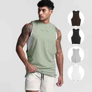 Servizio personalizzato nuovo design lettera stampa moda uomo sciolto senza maniche gilet cotone palestra fitness plus size canotte da uomo