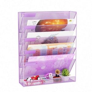 5-Tier Wall-Mounted <b>File</b> Organizer Rack Iron Craft Document Storage Shelf for Office and Home Sturdy <b>File</b> Holder - Product Image 6