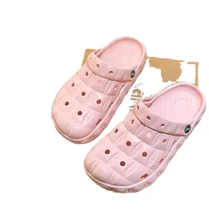 eva chequered croc shoes women stepping on poo sense summer wear new soft soled baotou slippers lady