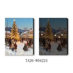 Tableau mural LED de Noël, scène de patinage <span class=keywords><strong>sur</strong></span> glace hivernale avec lumières chaleureuses, décoration de vacances style ferme vintage - Product Image 6