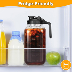 Pour café lait maternel thé au soleil thé glacé 2 pintes 64 oz 1.9 litres verre pichet à eau pot mason infusion à froid cafetière pichet - Product Image 3