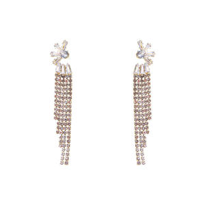 Di modo Semplice Monili Delle Donne Del Partito Del Fiore di Girasole A Forma di Ventaglio Lunga di Cristallo Della Nappa Orecchini di Zircone - Product Image 5