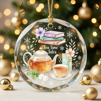 Vente en gros d'ornements de Noël en verre cristal personnalisés 78MM/Dimmes sur mesure, étanches, gravure laser personnalisée 3D