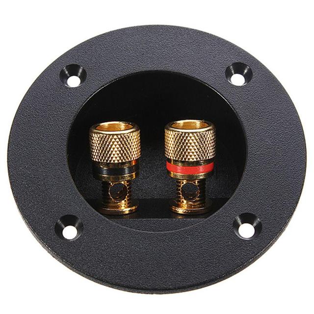 Black Used Speaker Terminal Connectors Round Boxes With 2 Banana Jack Gilded Subwoofer Stereo Plug Spring Cup Connection