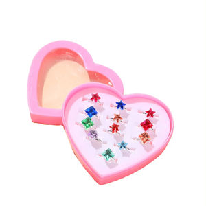 Anillos ajustables de gemas de diamantes de imitación para niñas pequeñas, anillos de juego para niños en caja para niñas, regalos de cumpleaños - Product Image 1