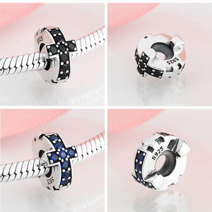 สร้อยข้อมือเงินแท้ S925 ประดับจี้รูปกากบาทประดับเพชรซิคอนสีขาวใส พร้อมตัวล็อคแบบละเอียด สำหรับทำเครื่องประดับแฟชั่น DIY - Product Image 6