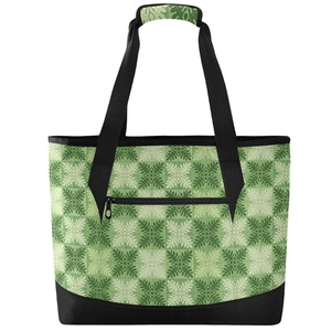 Hawaiian Green Ulu Quilt Print Cooler <b>Tote</b> Custom Design Nylon Reusable Outdoor Picnic <b>Bag</b> Portable Insulated <b>Lunch</b> <b>Tote</b> - Product Image 2