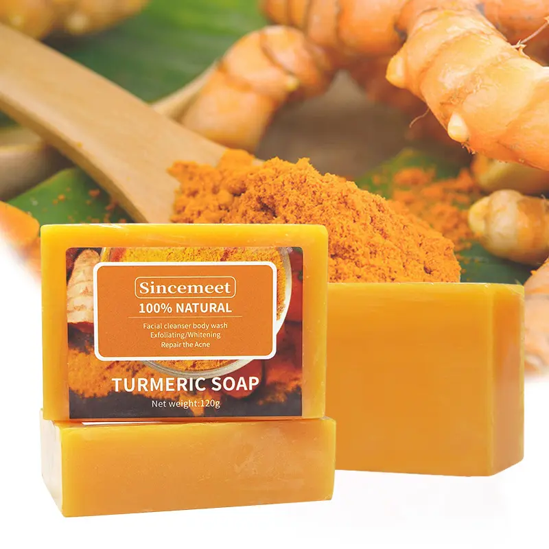 Private Label Kurkuma Zeep Huidverzorging Zeep Bar Tumeric Anti Acne Natuurlijke Organische Tumeric Zeep Whitening