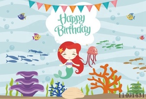 Little Mermaid Buon Compleanno Banner Sotto il Mare Decorazioni Del Partito, Della Sirena Decorazione Della Sirena Del Partito Forniture Sfondo - Product Image 3