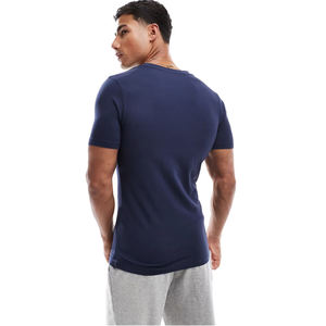 T-shirt da Uomo Aderente a Maniche Corte con Collo Rotondo, 95% Cotone 5% Elastan, Design Semplice, Vestibilità Muscolare in Nero - Product Image 3