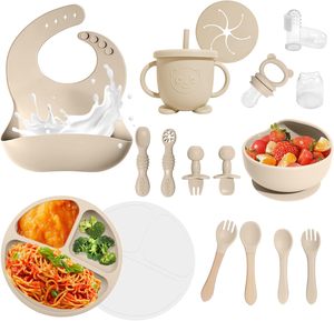 BPA miễn phí Silicone bé bộ đồ ăn đặt trẻ sơ sinh Quà tặng trẻ em sản phẩm ăn uống với tấm bát muỗng - Product Image 1
