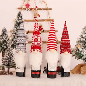 Peluche babbo natale coperchio della bottiglia di vino decorazioni natalizie per la casa coperchio della bottiglia di vino di natale ornamenti da tavola di capodanno