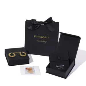 2024 boîte à bijoux cadeau en papier magnétique avec logo personnalisé boîte à bijoux de couleur noire emballage de boîte à bijoux en carton écologique