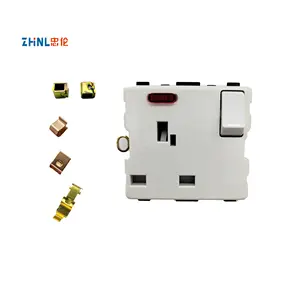 Enchufe de 3 pines con interruptor y luz para tira conductora de corriente, contacto eléctrico de latón con estampado, BS/británico/UK, venta al por mayor