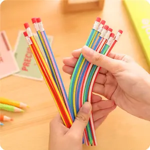 Lápis infantil flexível bendy, lápis para escrita e escritório, material de papelaria para crianças, 29.5cm