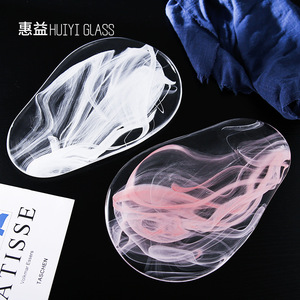 Aodeyu Glass <b>Teapot</b> Stand Irregular Shape Abstract Pattern Heat Resistant Decorative Tray For Tea <b>Set</b> Home Use - Product Image 4