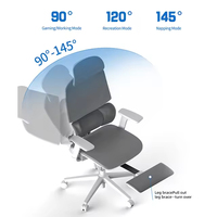 Chaise de bureau de direction ergonomique JR RACING JRMC-1GY moderne avec dossier en maille, soutien lombaire et repose-pieds, réglable en hauteur