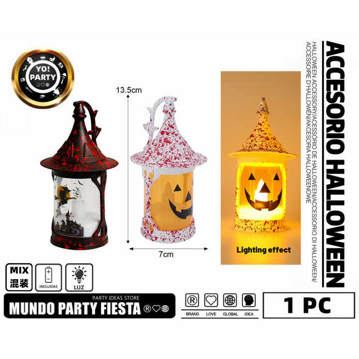 Halloween 3D Ghost Lantern Giant Pointed-Top Outdoor Decoration Scary Metallic Cloth Horror Party Props #71119