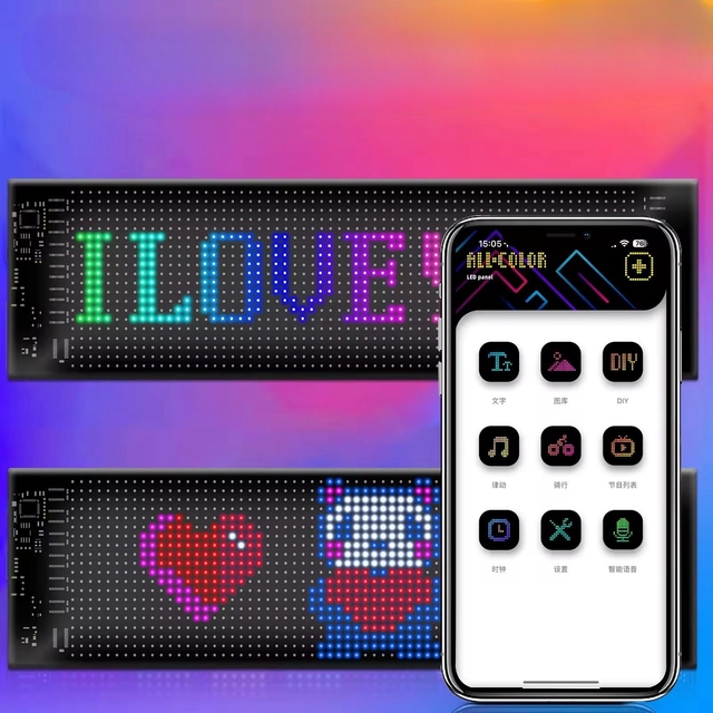 Animations Text Graffiti DIY Editor Colours Bluetooth APP Flexible Message Display APP Rides Sign LED Light Signs for Car