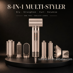 מברשת אוויר חם IFINE 1400W <span class=keywords><strong>8</strong></span> ב-1 במהירות גבוהה, 3 מהירויות מתכווננות, מנוע ללא פחמים 110000RPM, כלי עיצוב שיער, חימום מהיר, 100-240V, קופסת מתנה - Product Image 1
