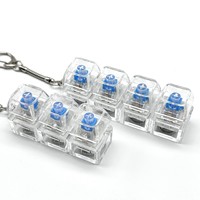 Porte-clés clavier mécanique en plastique transparent, jouet anti-stress, LED lumineuse, clavier à clic, cadeau technologique pour étudiant