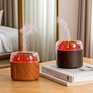 Wholesale Dynamic Wood Grain Bonfire Aromatherapy Humidifier New Ultrasonic <b>Essential</b> <b>Oil</b> Home <b>Diffuser</b> 160ml Plastic Household - Product Image 1
