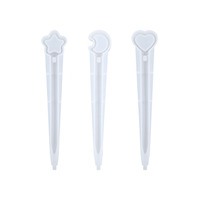 Moldes de Resina para Bolígrafos Personalizados, Moldes de Silicona para Hacer Joyas con Diseño de Arena Movediza, Luna, Estrella, Oso, Animales, Bolígrafo de Punta Redonda, Espejo