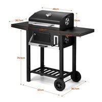SCB-115 Barbecue Grill Rond Poêle À Charbon De Bois Extérieur Bacon Portable 3 en 1 Barbecue Double Pont Fumeur Four Camping Pique-Nique Cuisson