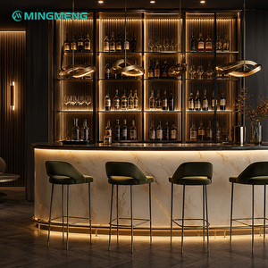 บาร์สั่งทำทันสมัยสำหรับคลับเชิงพาณิชย์ ร้านกาแฟในร่ม ดีไซน์เคาน์เตอร์ทันสมัย ท็อปหินอ่อนคุณภาพดี เหมาะสำหรับใช้ในโรงแรม - Product Image 3