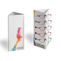 Présentoir rotatif personnalisé à 4 faces en carton pour lunettes de soleil avec éclairage LED, support de sol tournant en papier pour la vente au détail