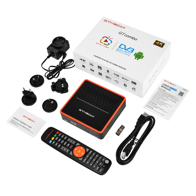 Syta New TV Docoder GTcombo Android/DVB-S/T/C/ISDBT 4K Support Sim Card Set Top Box